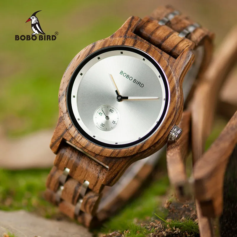 Wooden Watches Men Luxury Wristwatch Clock Functional Stop Watch relogio masculino K-Q18
