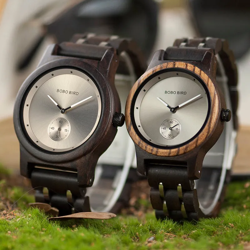 Wooden Watches Men Luxury Wristwatch Clock Functional Stop Watch relogio masculino K-Q18