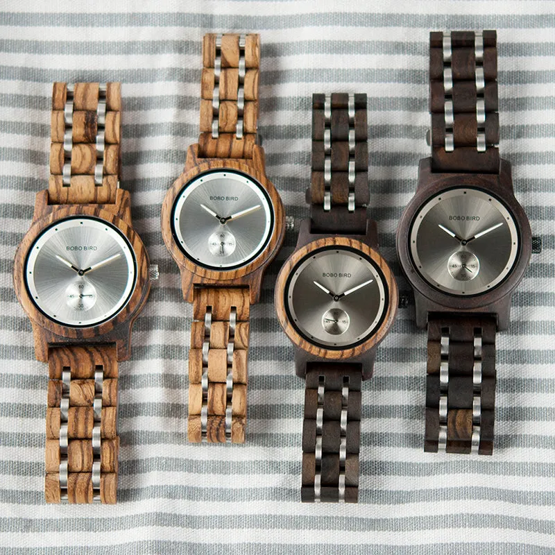 Wooden Watches Men Luxury Wristwatch Clock Functional Stop Watch relogio masculino K-Q18