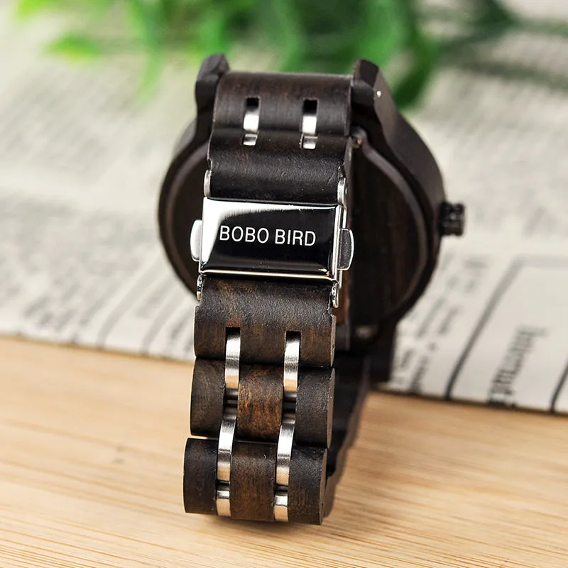 Wooden Watches Men Luxury Wristwatch Clock Functional Stop Watch relogio masculino K-Q18