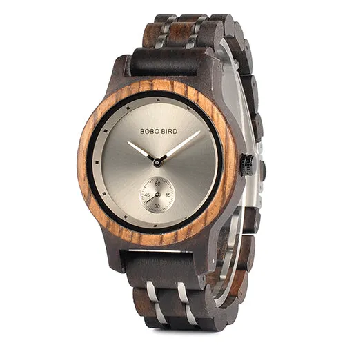 Wooden Watches Men Luxury Wristwatch Clock Functional Stop Watch relogio masculino K-Q18