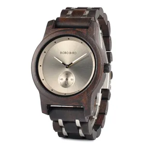 Wooden Watches Men Luxury Wristwatch Clock Functional Stop Watch relogio masculino K-Q18